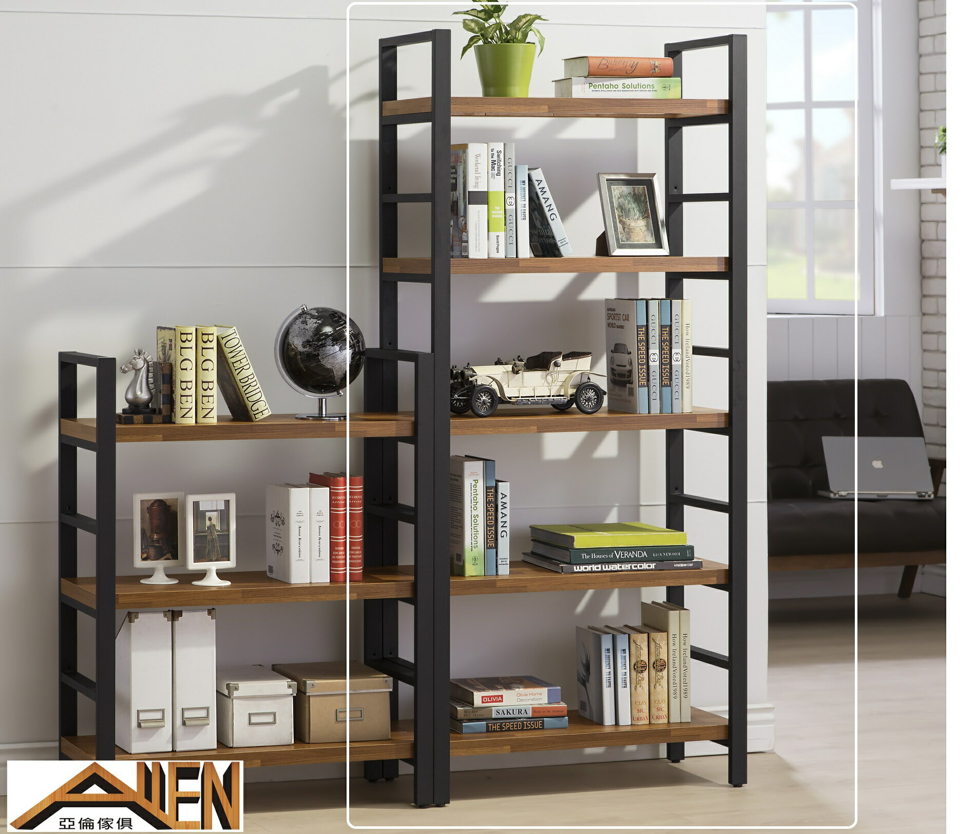 亞倫傢俱*菲爾德烤漆鐵腳多功能高置物架 2