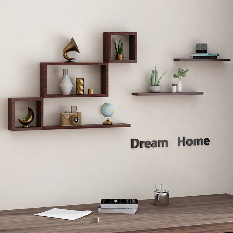 電視牆置物架 牆上置物架客廳電視背景牆裝飾架壁掛創意格子牆壁櫃臥室牆面隔板【MJ191856】