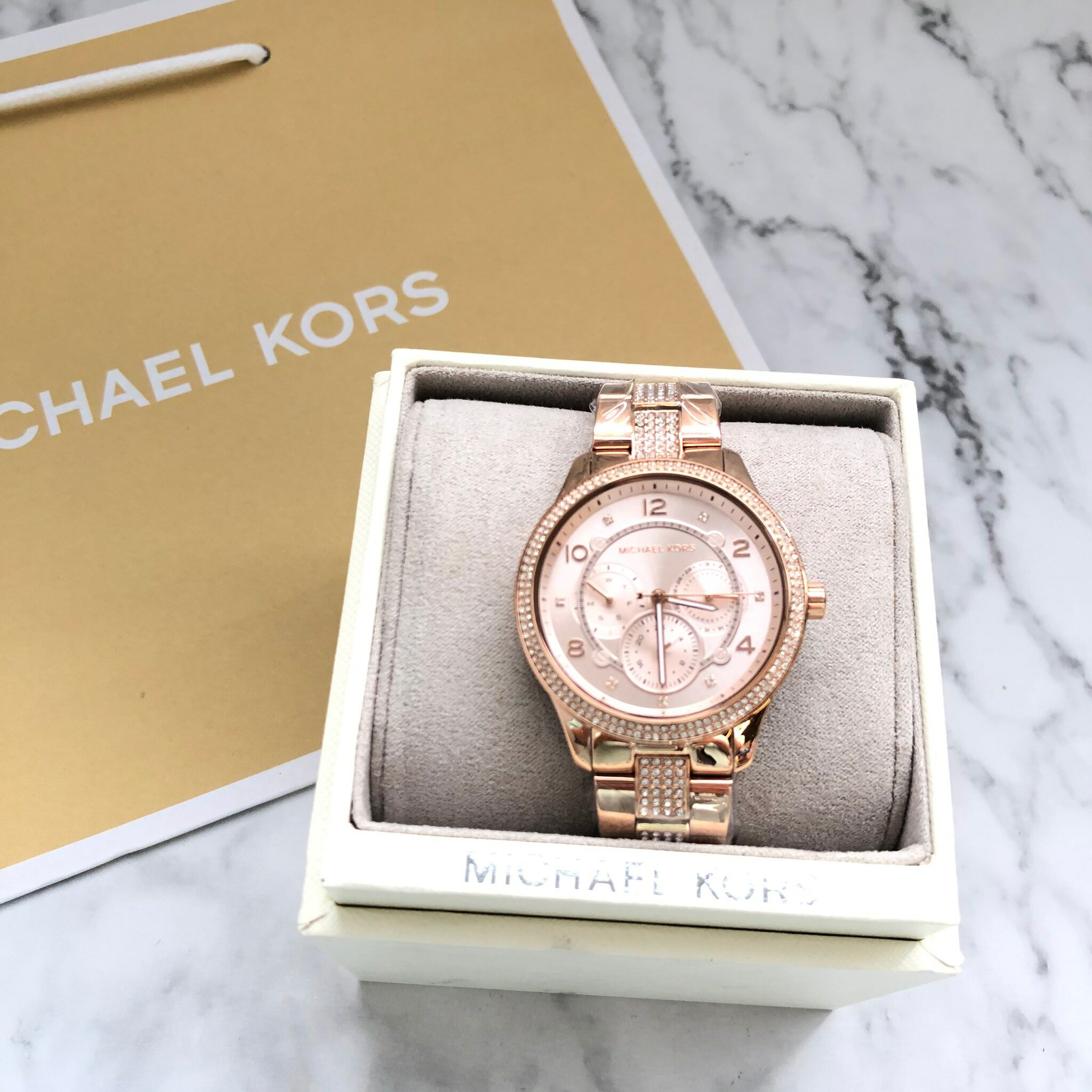 美國百分百【全新真品】 Michael Kors 手錶 MK 腕錶 禮盒 專櫃精品 MK6614 玫瑰金 女款 AQ16