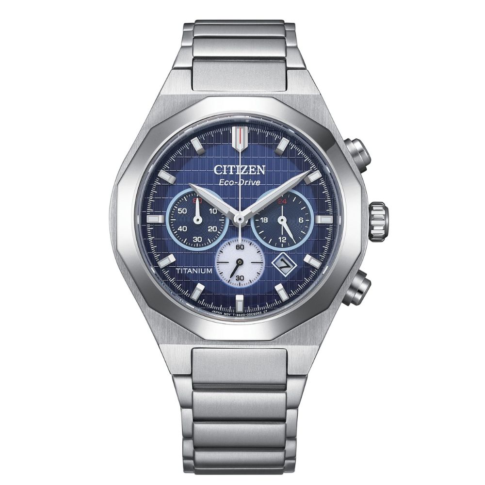 送禮首選★CITIZEN 星辰 GENT'S系列 Zenshin 超級鈦光動能計時腕錶-藍 CA4691-59L  附提袋【全館滿額折價★APP下單點數4倍送】線上購買享_實體門市同步服務