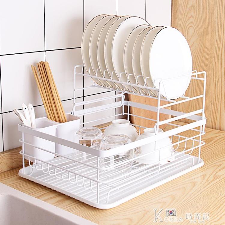 瀝水架 日式鐵藝餐具收納碗碟架多功能廚房置物架大容量瀝水碗架