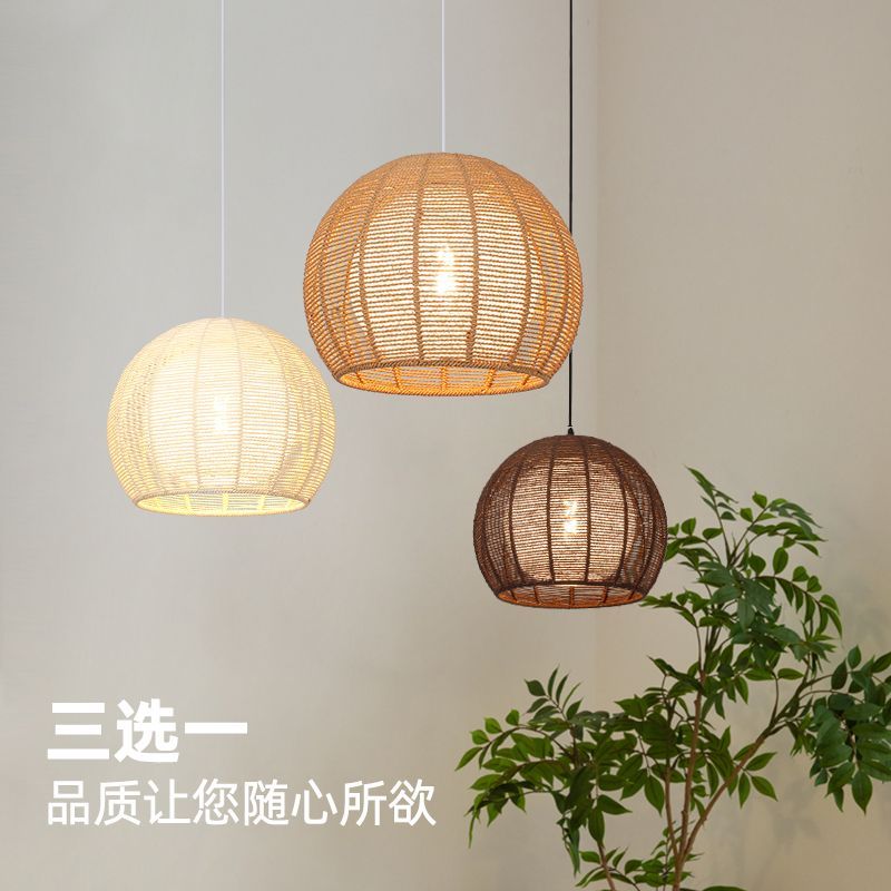 【附發票】110V餐廳吊燈 日式麻繩簡約日系飯店臥室書房實木陽臺單頭餐桌客廳燈具 最低價 快速出貨