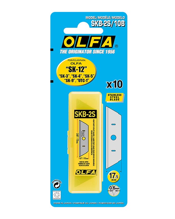 日本 OLFA 不鏽鋼安全工作刀替刃 SKB-2S/10B型 (10入)