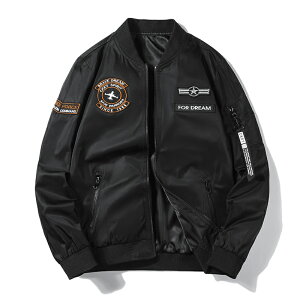 美式復古潮流軍事風外套立領多標薄款兩面穿新款MA1飛行員夾克