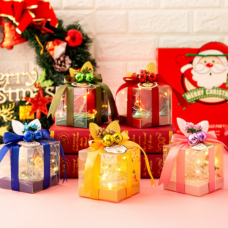 圣誕節包蘋果盒創意精致平安果包裝禮品盒卡通彩色方形糖果包裝盒1入