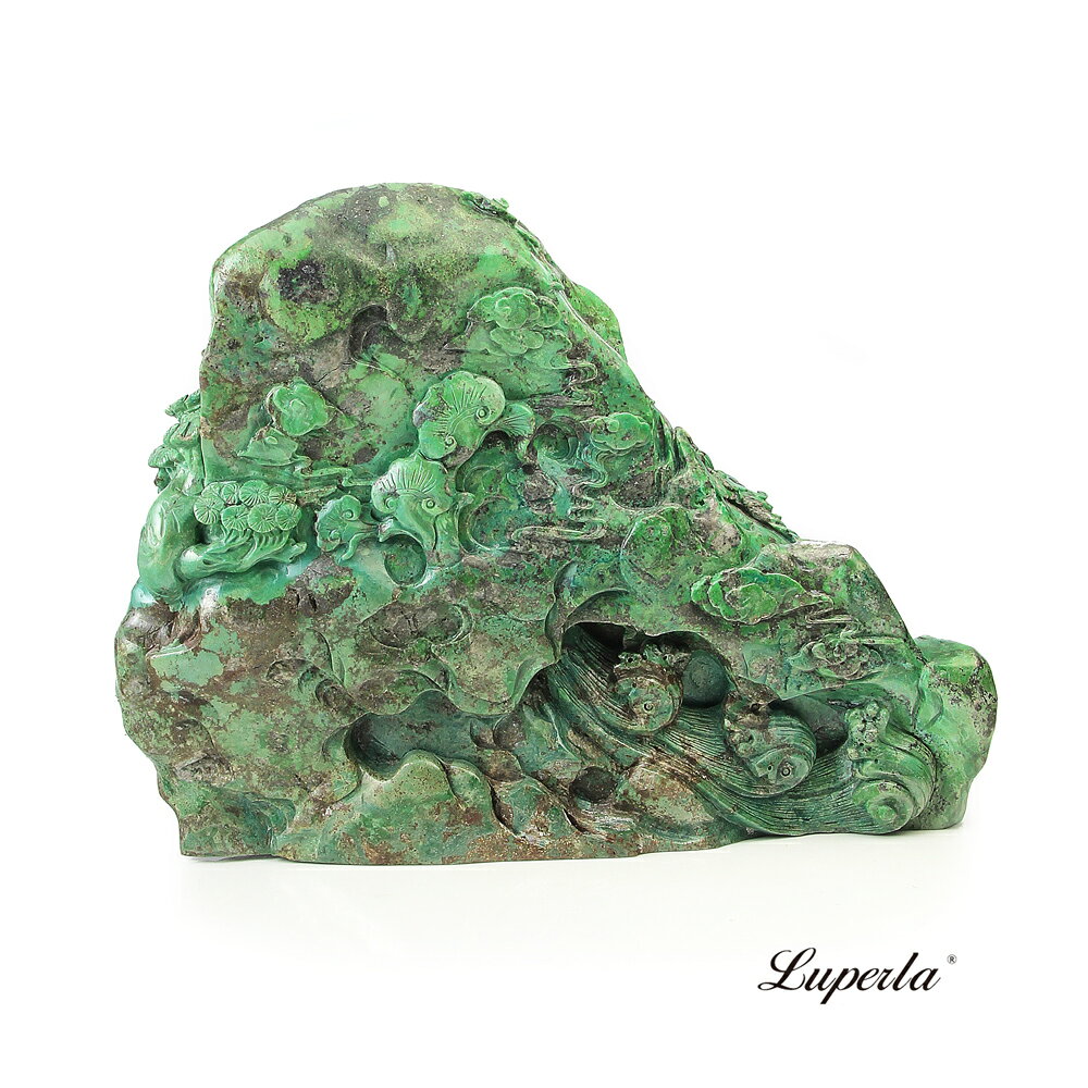 大東山珠寶 天然孔雀石觀音 稀有天然收藏雕件 觀音擺件 1.8KG 6