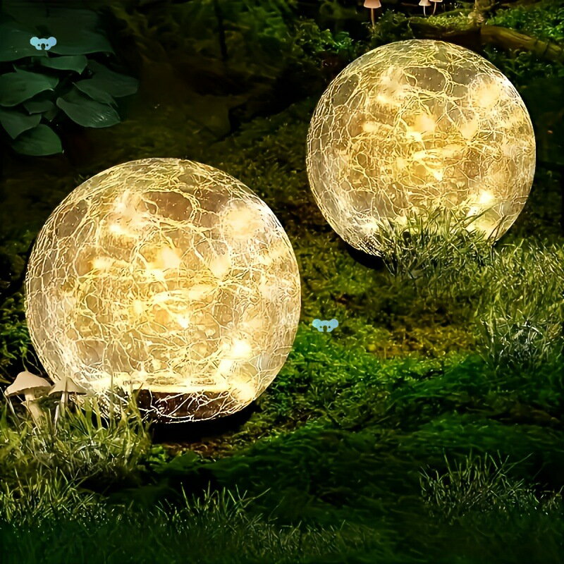 2PCS Solar Powered CrackLED Glass LED Garden Lights,