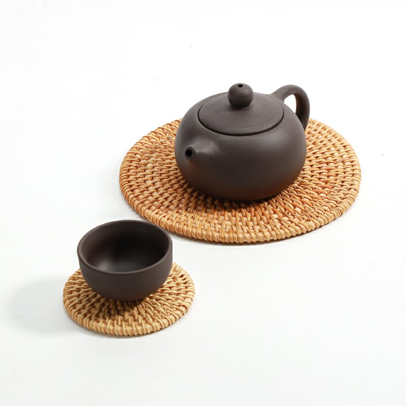 越南老藤編杯墊茶道茶壺墊茶杯墊茶具 鐵壺紫砂壺墊養護墊 1