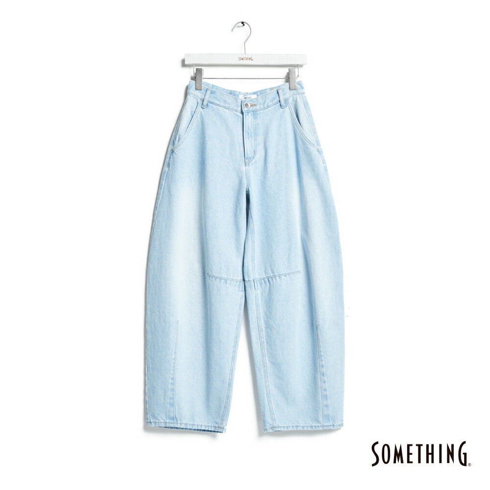 SOMETHING 變體丹寧鐘型褲-女款 漂淺藍