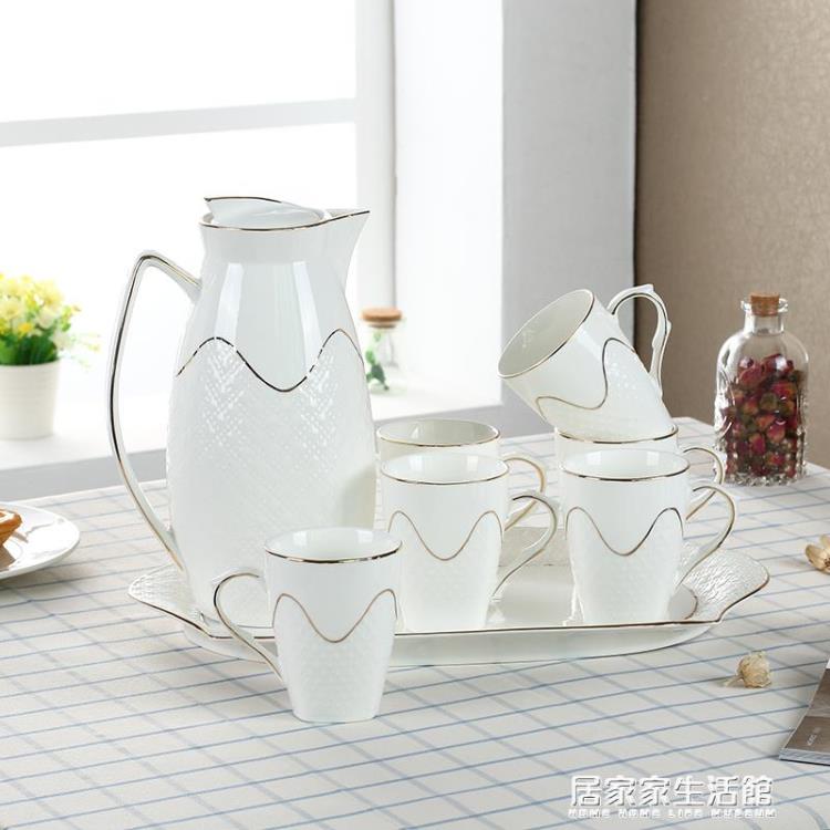 【樂天精選】DC家用水具套裝陶瓷茶杯冷水壺待客耐高溫杯子套裝家用客廳水杯具