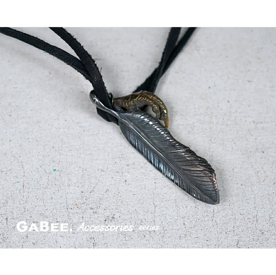 ｜GABEE. 設計師銀飾系列｜9th羽毛墜飾＿皮鍊/925銀鍊 1