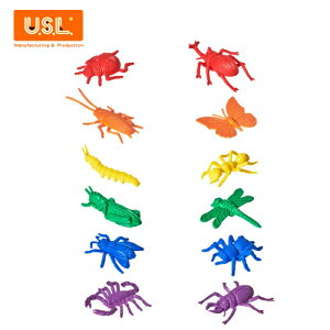 《台灣製USL遊思樂》教具 軟質昆蟲 節肢動物模型組(12形,6色,72pcs) / 袋 東喬精品百貨