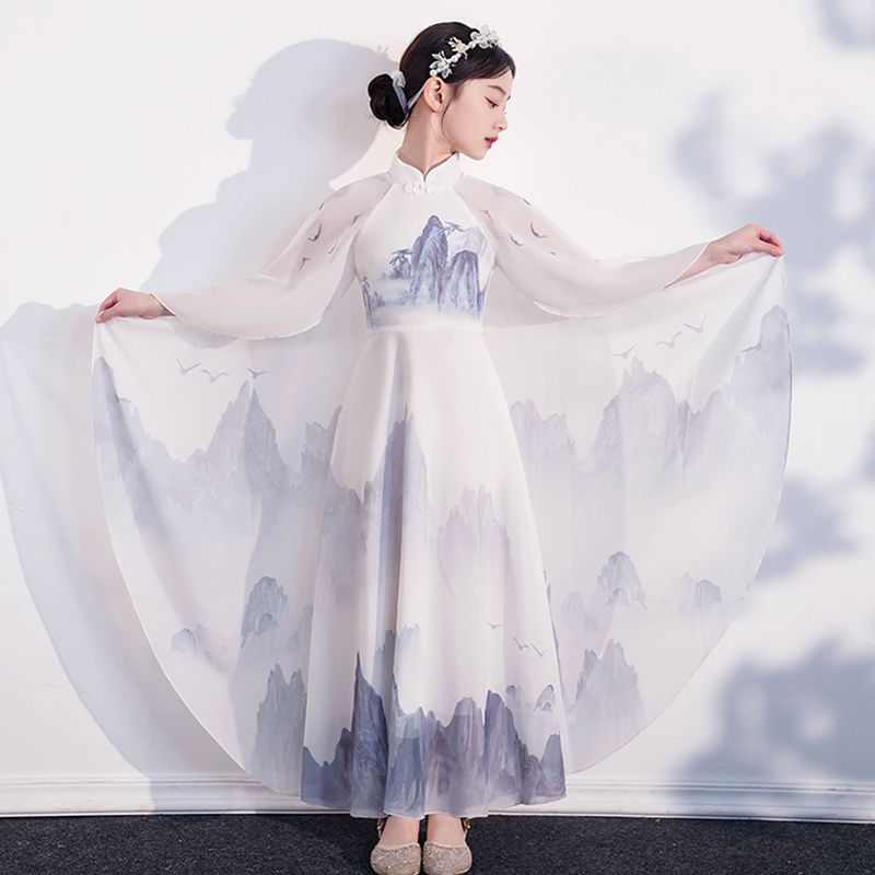 兒童古箏演出服 女中大童比賽考級舞蹈服 飄逸中國風古典表演服【不二雜貨】