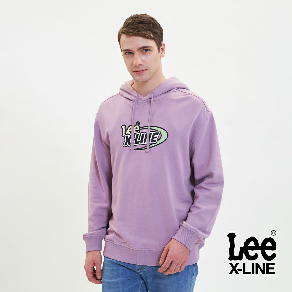 Lee 系列文字印花帽T 男 X-LINE LL220414 莓紫726 深綠736