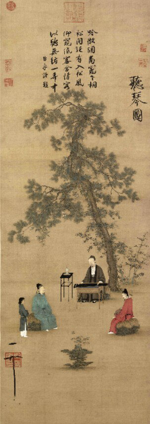 仿古畫名畫復製品宋趙佶聽琴圖人物畫宮廷畫字畫名家書畫裝飾畫
