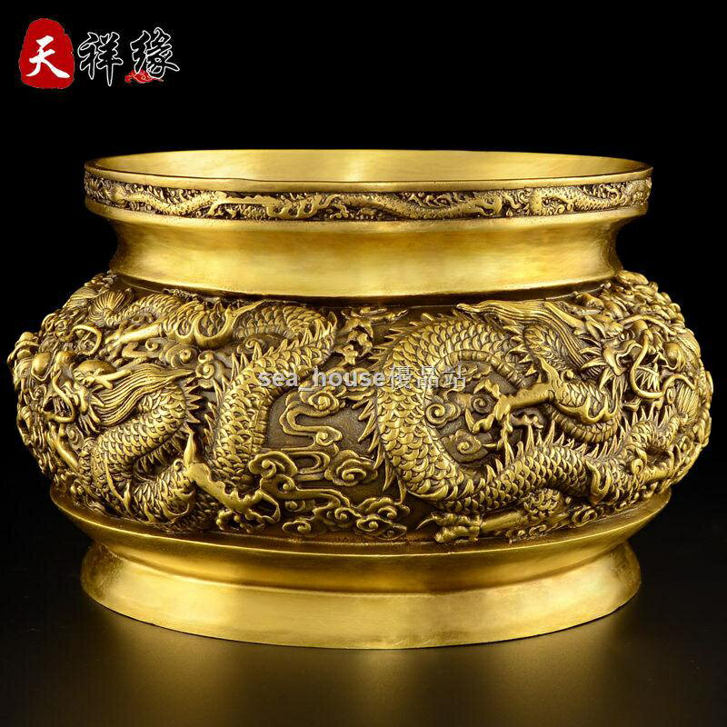 狂歡特惠銅香爐純銅九龍香爐擺件家用室內供奉佛堂供佛仿古大號| 寓偉