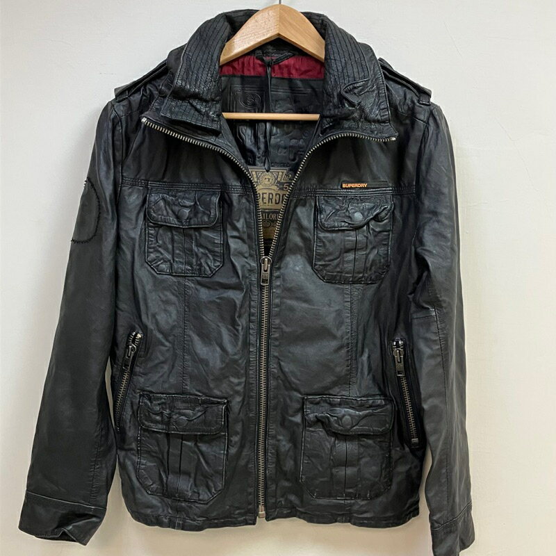 跩狗嚴選 經典絕版款 極度乾燥 Superdry Brad 合身窄版 貝克漢 真皮 皮衣 深咖啡 刷舊復古加工 古著 黑色