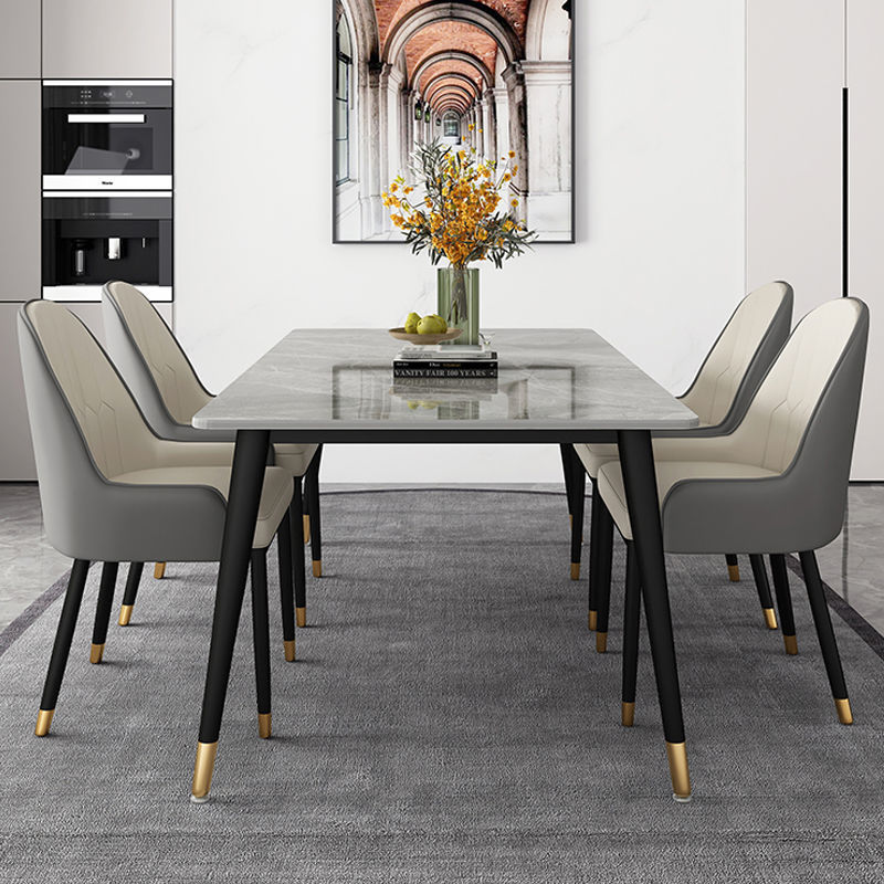 意式巖板餐桌家用小戶型現代簡約輕奢飯桌長方形極簡餐桌椅子組合