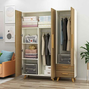 輕奢單門衣櫃兩門三門簡約木衣櫥家用出租房平開櫃子簡易成人立櫃