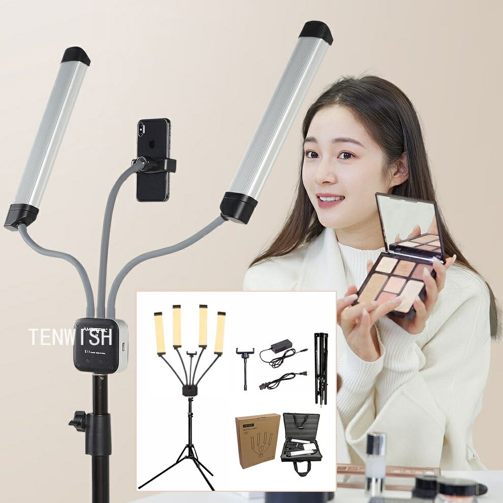 TENWISH 雙臂LED燈 攝影燈 輔光燈帶手提包收納包 適用於頻道 Tiktok 美食化妝和紋身 拍攝5800流明