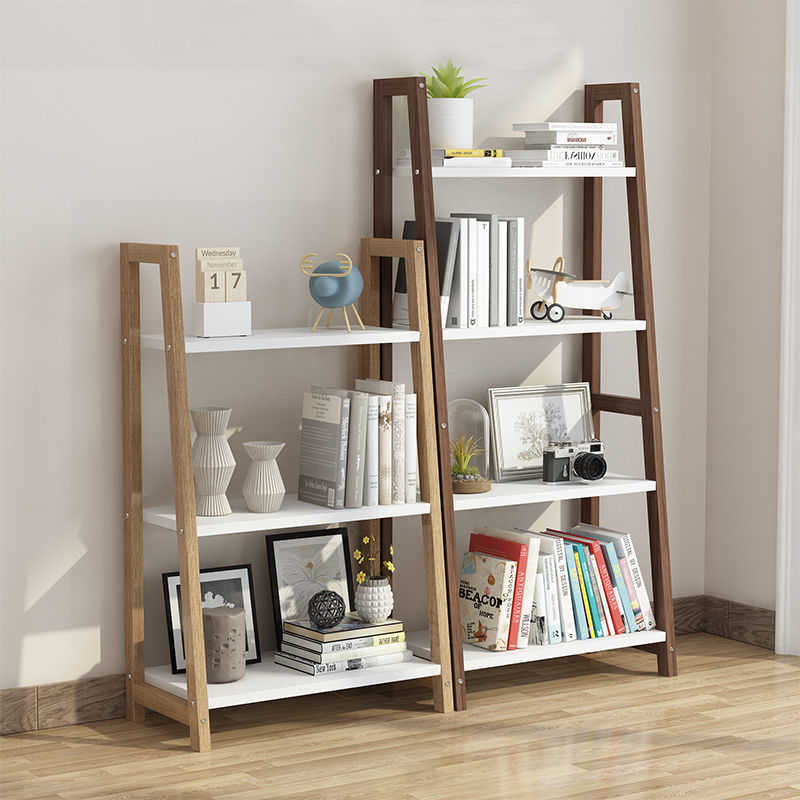 梯形實木落地多層學生書架省空間客廳書房臥室簡易置物儲物架子柜