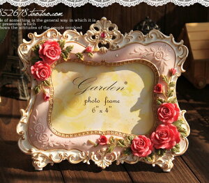 買一送一 6寸歐式復古婚紗照相片框照片婚慶韓式田園玫瑰創意 相框擺台XK37 雙十二購物節