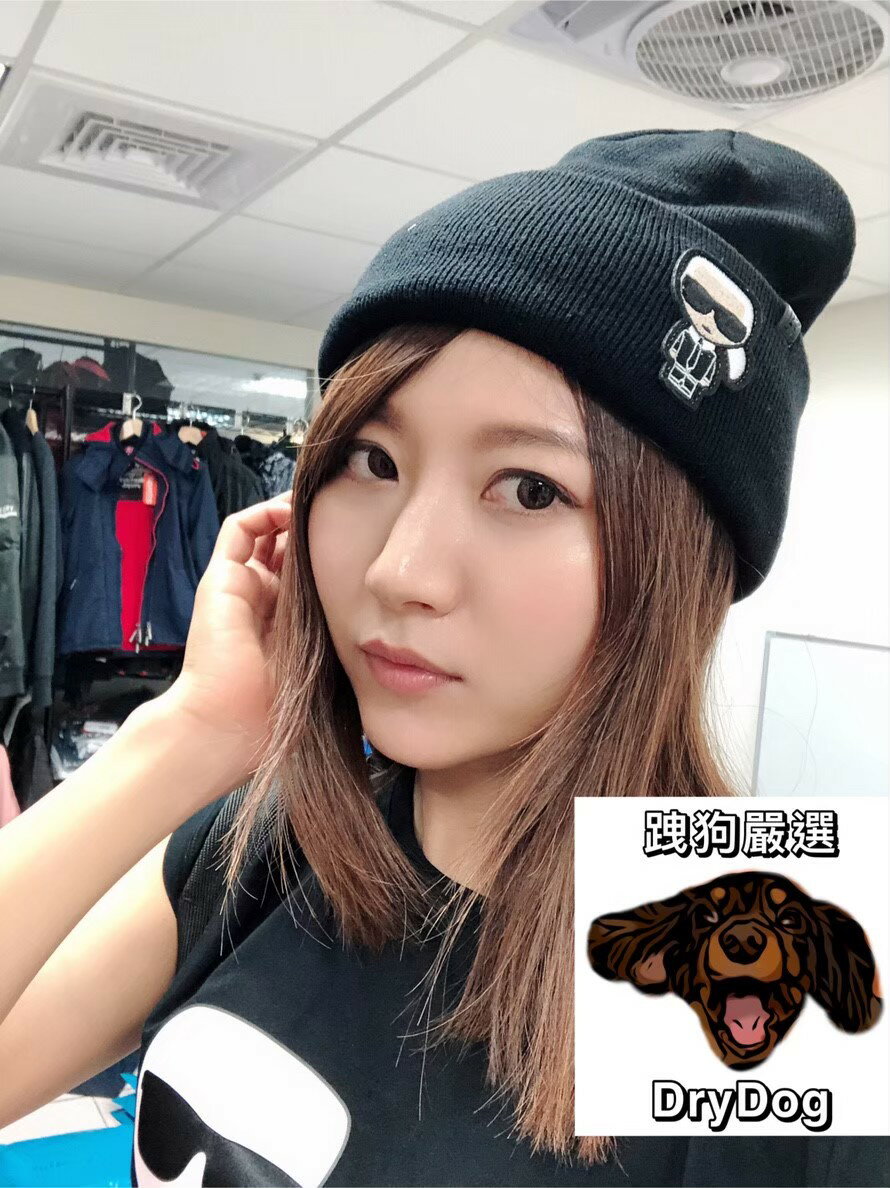 跩狗嚴選®正品 老佛爺 卡爾拉格斐 KARL LAGERFELD 卡爾 扁帽 毛帽 針織帽 黑色 羊毛帽 帽子 潮帽