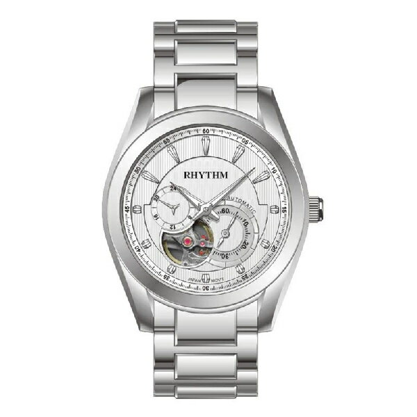 Rhythm 日本麗聲鐘時針 半鏤空自動機械腕錶 (A1101S06) 銀 47.5mm｜樂天全館特惠中★指定刷卡回饋10%