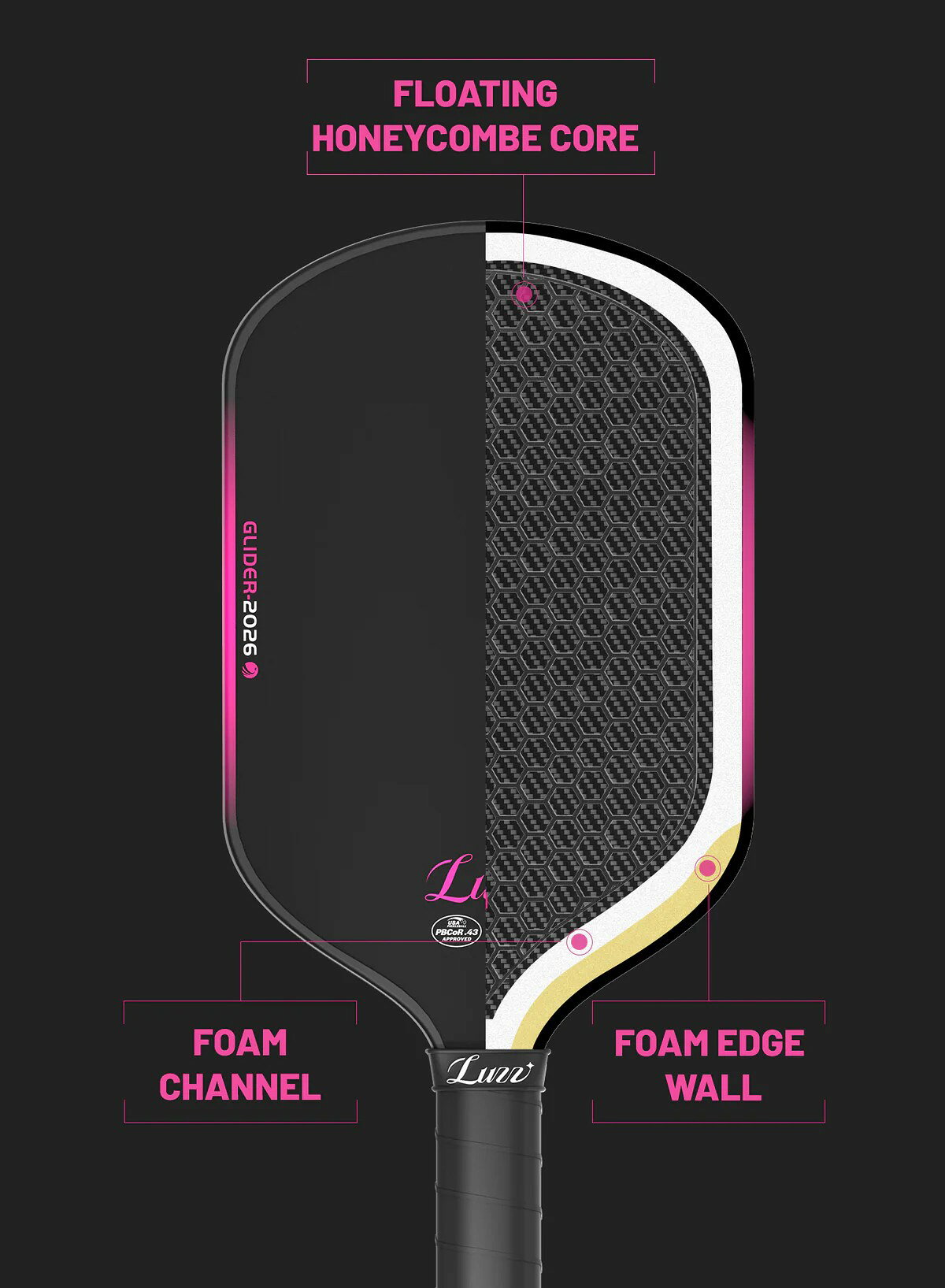 Luzz 專業匹克球拍 Glider 2026 Hybrid-附拍套 7 Luzz 專業匹克球拍 Glider 2026 Hybrid-附拍套 7