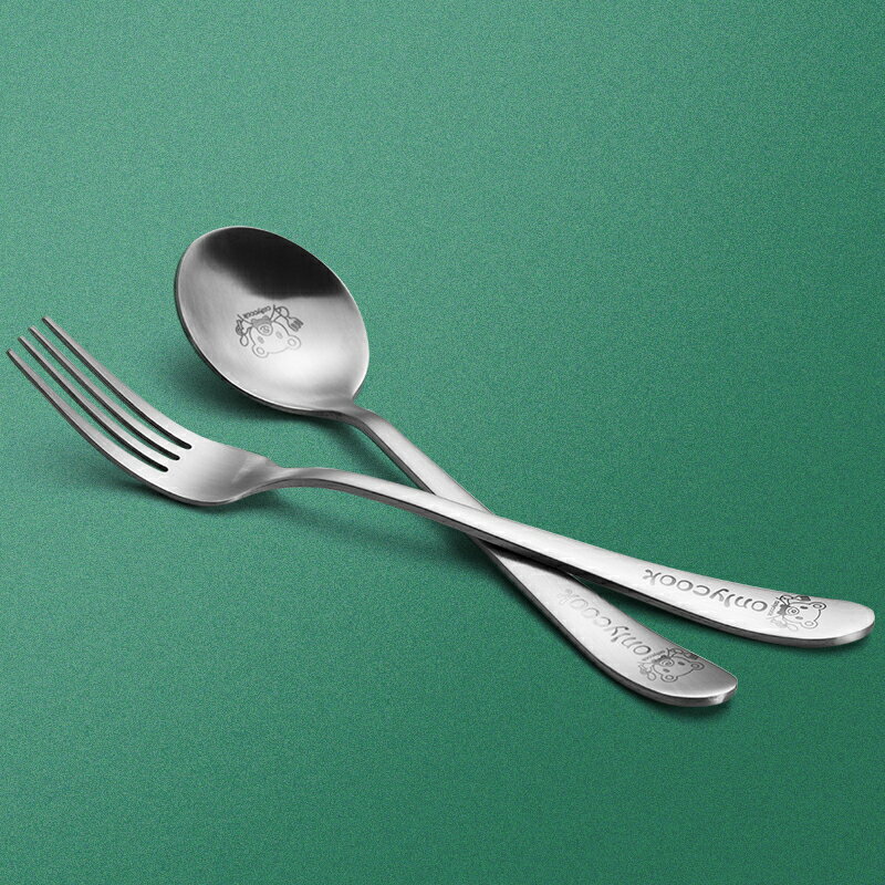 onlycook 304不銹鋼兒童勺子叉子 可愛寶寶輔食餐勺餐具叉勺套裝