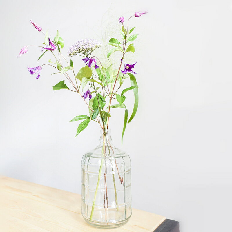 北歐花瓶方格小口花器客廳擺件大號透明玻璃創意插花花瓶落地花瓶