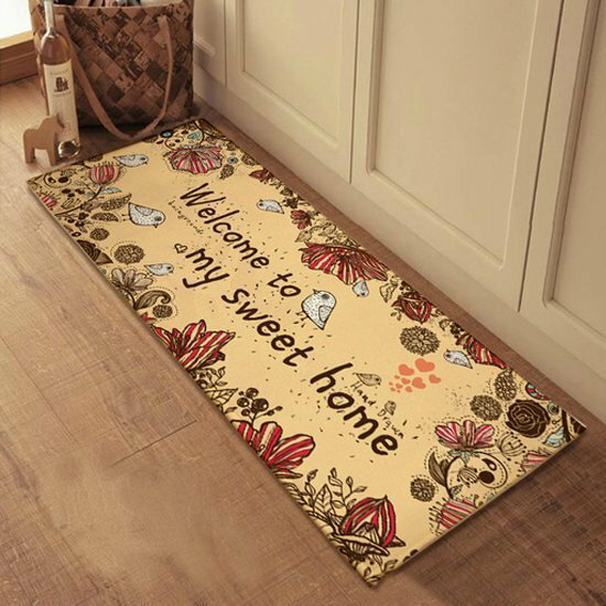 手繪風小鳥圖案地墊(長) 門墊 腳墊 地毯 玄關 浴室 廚房 臥室 客廳 防滑 時尚 ♚MY COLOR♚ 【V031】