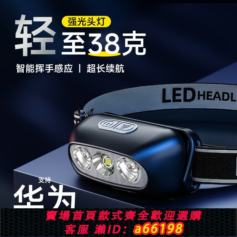 【臺灣公司 可開發票】頭燈強光超亮充電超長續航夜釣魚專用頭戴式感應戶外登山小手電筒