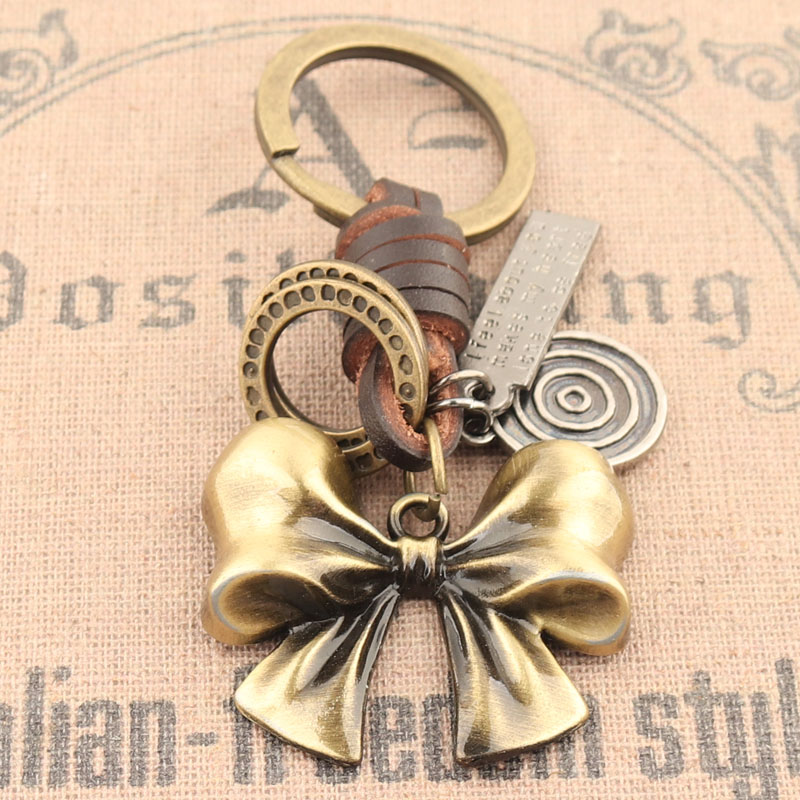 汽車鑰匙扣復古蝴蝶結女士包包掛件黃銅鑰匙圈精美禮品女生