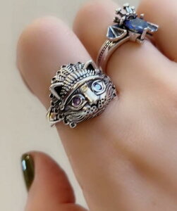 小寶s925純銀復古鋯石貓咪戒指女小眾設計輕奢高級感時尚個性精致