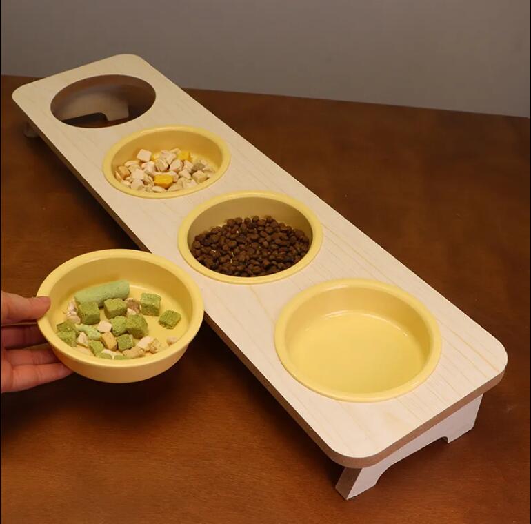 貓碗狗碗雙碗斜口防打翻護頸貓咪飯碗食盆傾斜木架吃飯碗保護頸椎【步行者戶外生活館】