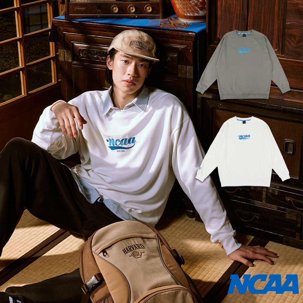 【滿額現折300】NCAA 大學T 白 棕 刺繡LOGO 兩色 長袖 上衣 中性 73551028-