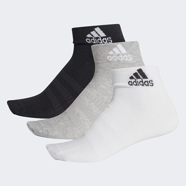 Adidas Light Ank 3pp [DZ9434] 男 踝襪 船型襪 足弓支撐 纖薄 輕盈 黑灰白 3雙入