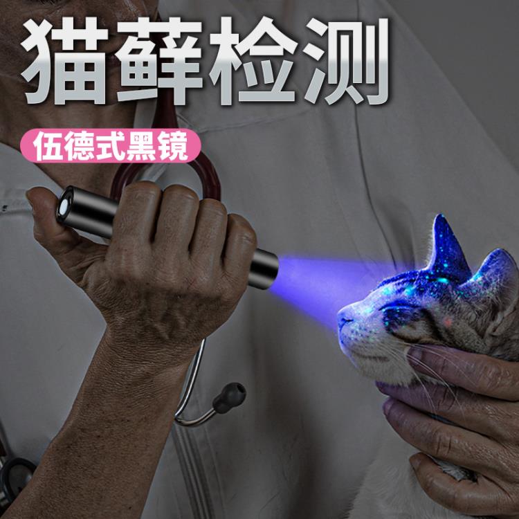 伍德氏燈照貓蘚寵物燈檢測熒光劑紫光驗鈔燈筆紫外線可充電手電筒「限時特惠」
