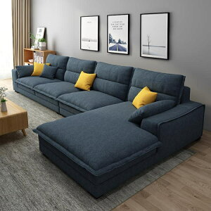 北歐乳膠布藝沙發小戶型可拆洗現代簡約客廳棉麻輕奢沙發整裝組合