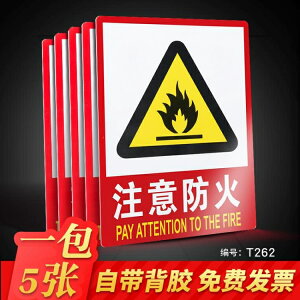 注意防火當心火災工廠消防安全警示警告標示牌標識牌標志提示牌貼紙