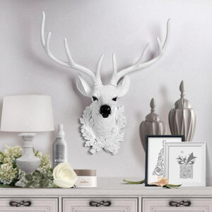 鹿頭裝飾品北歐風格招財墻面掛件動物頭壁掛立體墻飾客廳創意背景