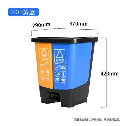 雙桶干濕垃圾分類垃圾桶腳踩帶蓋家用20L40L60商用大號北京分類桶