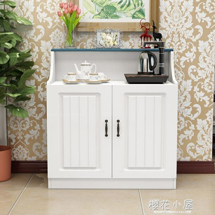 歐式餐邊櫃簡約現代多功能茶水桶櫃客廳收納儲物櫃微波爐碗櫥小櫃