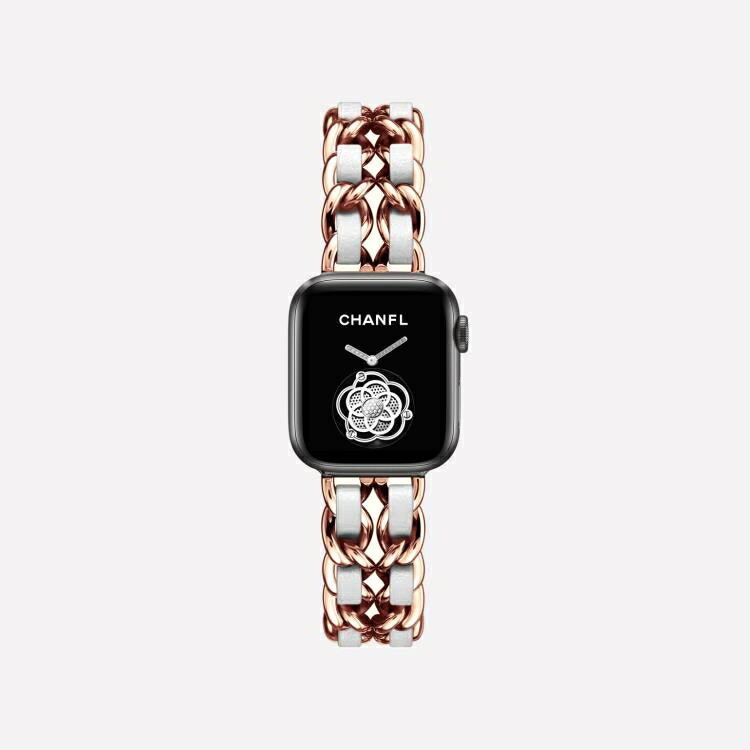 蘋果錶帶 小香風 適用于iwatch 4 3 2 5 1蘋果手表表帶apple Watch表帶真皮繩金屬牛仔 幸福驛站直營店 樂天市場rakuten