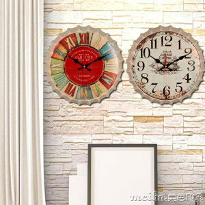 14寸復古鐘表掛鐘客廳懷舊做舊創意臥室靜音時鐘個性裝飾掛件壁掛 QM