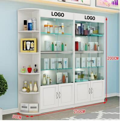 化妝品展示櫃美容院產品展示架透明玻璃門帶鎖禮品櫃商用陳列貨架 mks