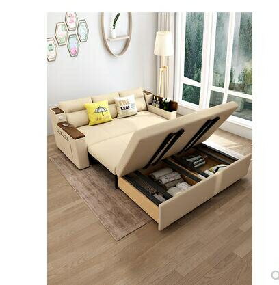 可折疊實木沙發床兩用儲物客廳小戶型雙人懶人多功能乳膠1.5