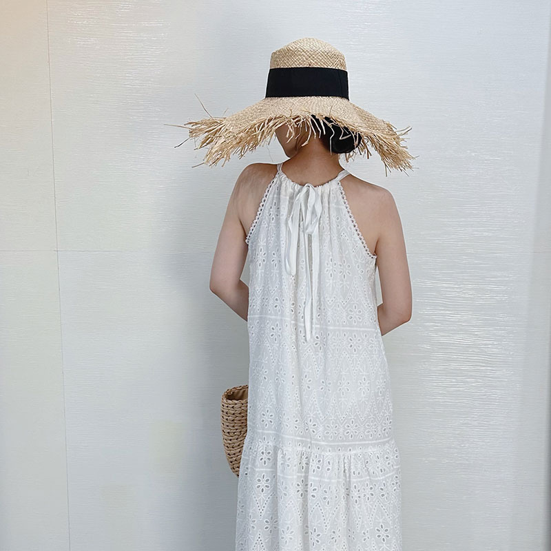 ANNAS 正韓 特價便宜款 實拍 度假長洋裝 蕾絲燒花 長裙 削尖洋裝 海島渡假 浪漫女神性感 1