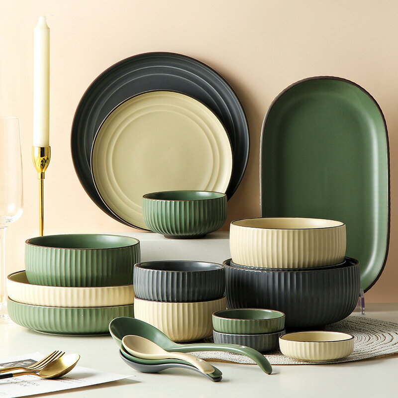 碗碟套裝家用高檔簡約網紅北歐輕奢ins風陶瓷餐具組合吃飯碗湯碗